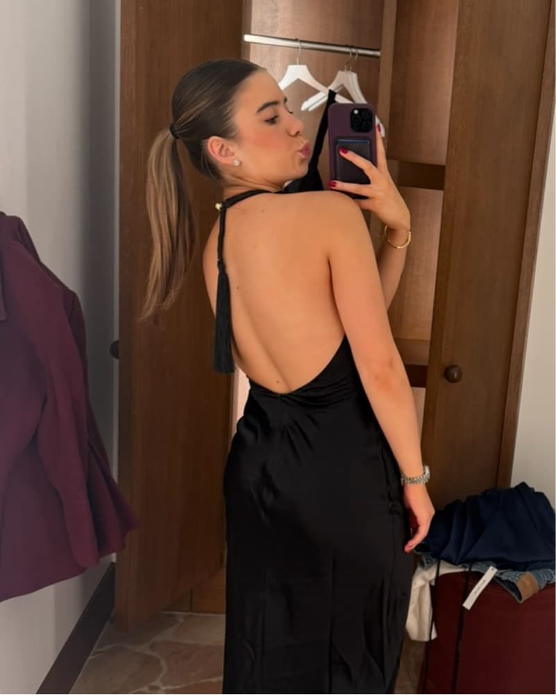 Reformation Black Backless Silk Dress - Image 6