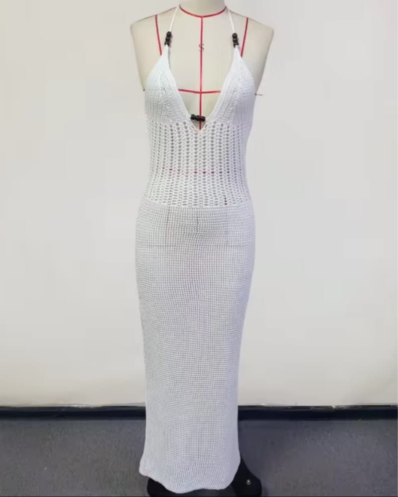 Crochet Halter Maxi Dress - Image 2