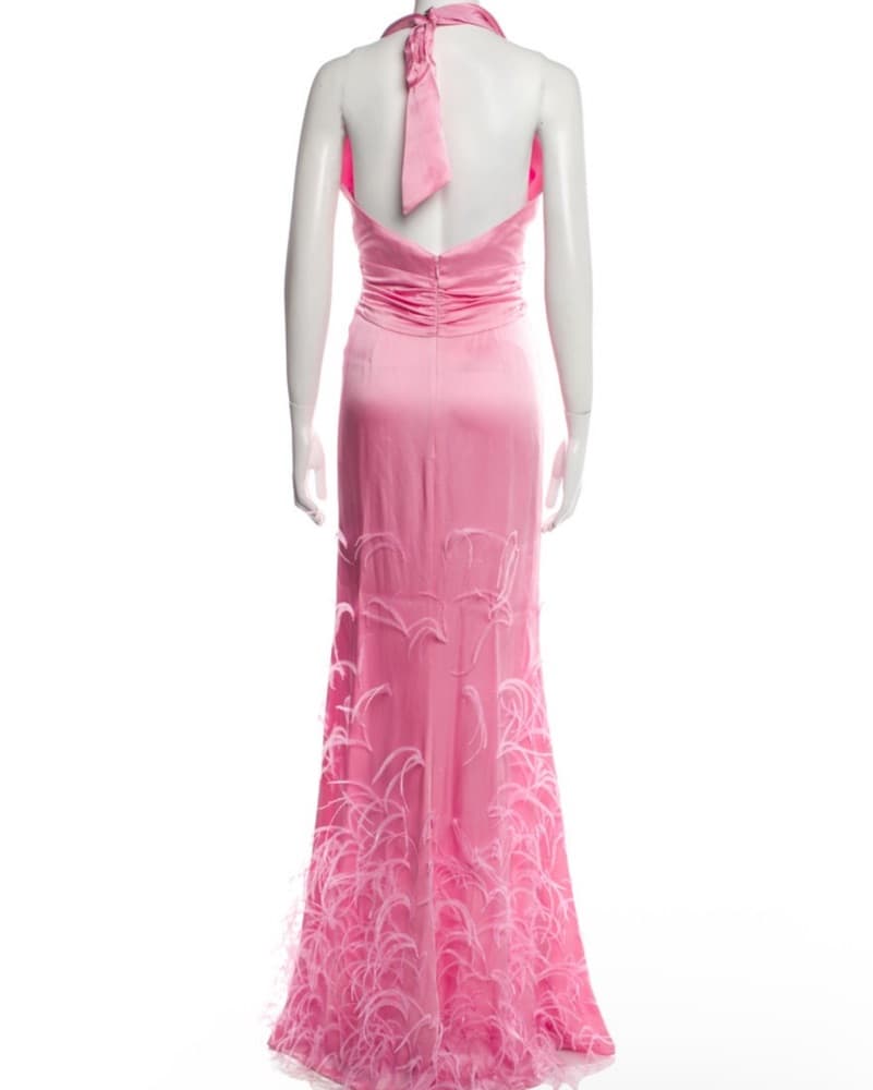 LAPOINTE Plunge Neckline Feather Dress - Image 5