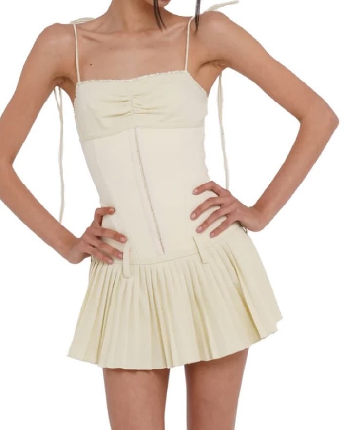 Sweet Chilling Drop Waist Pleat Corset - Image 1
