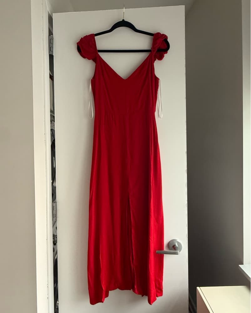 Reformation Baxley Sweetheart Dress Red - Image 3