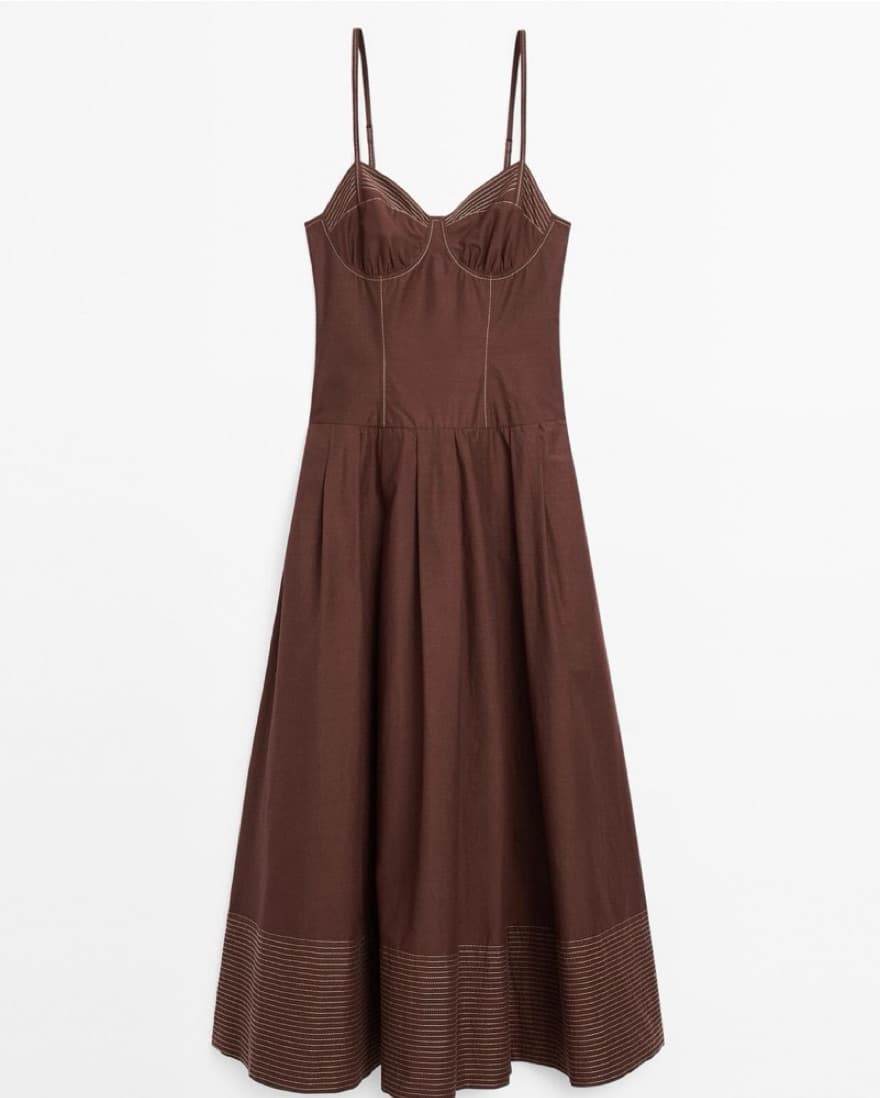 Massimo Dutti Brown Seam Dress - Image 1