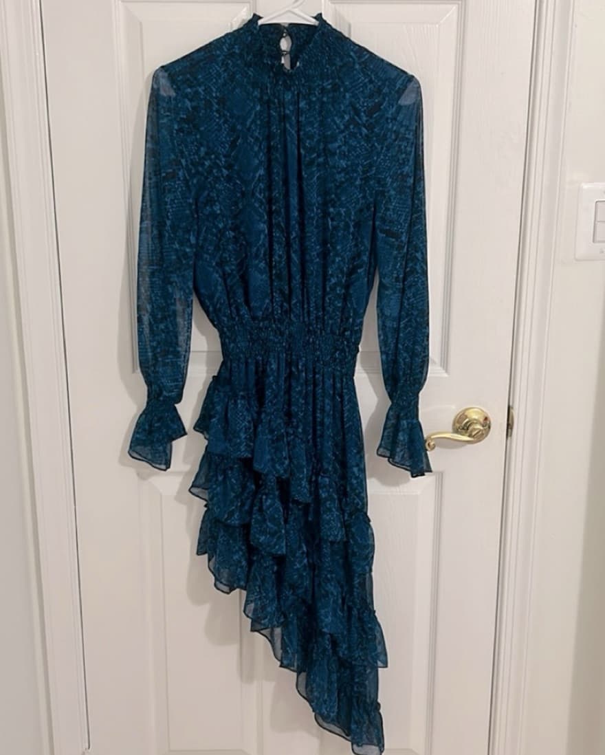 Misa Snakeskin Blue Dress - Image 2