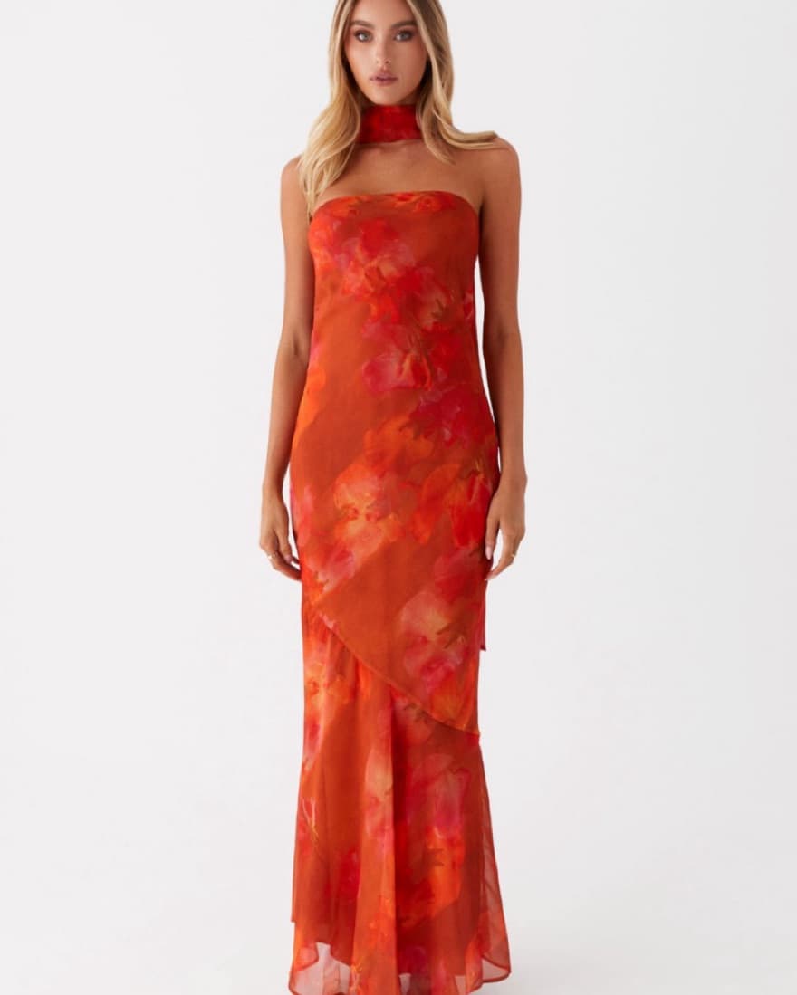 Amber Strapless Maxi Dress With Scarf - Image 1