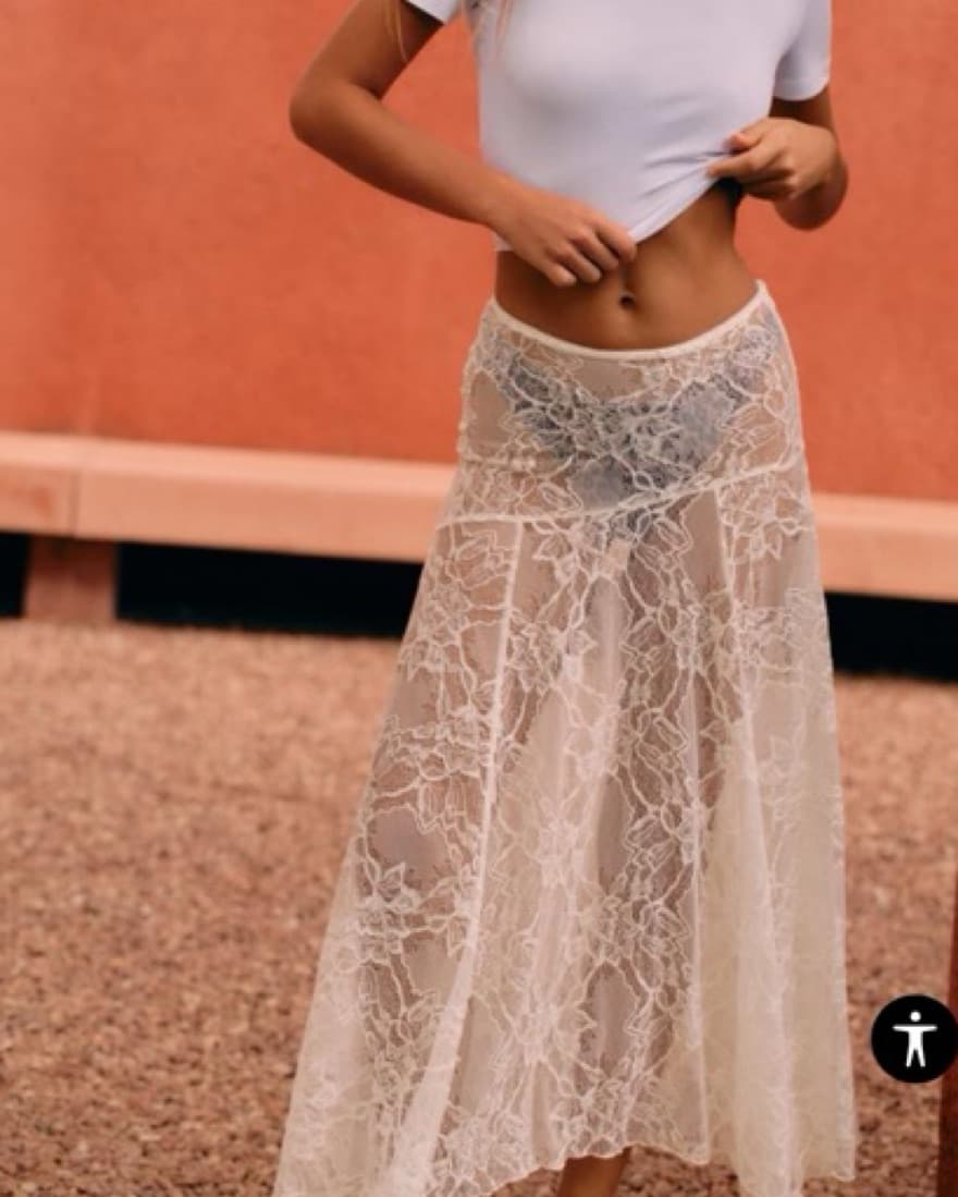 Zara White Lace Skirt - Image 2