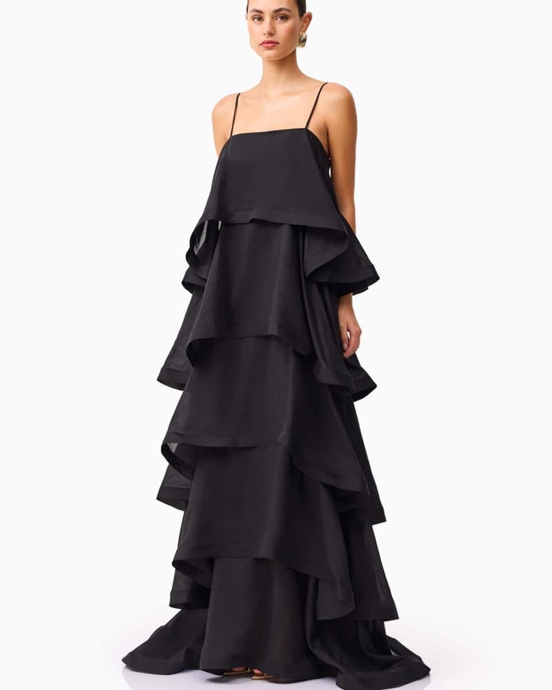 Elliatt Tilly 5 Tiered Maxi Dress in Bla - Image 2