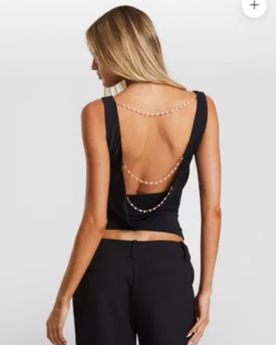 Black Top with Pearls - Image 1