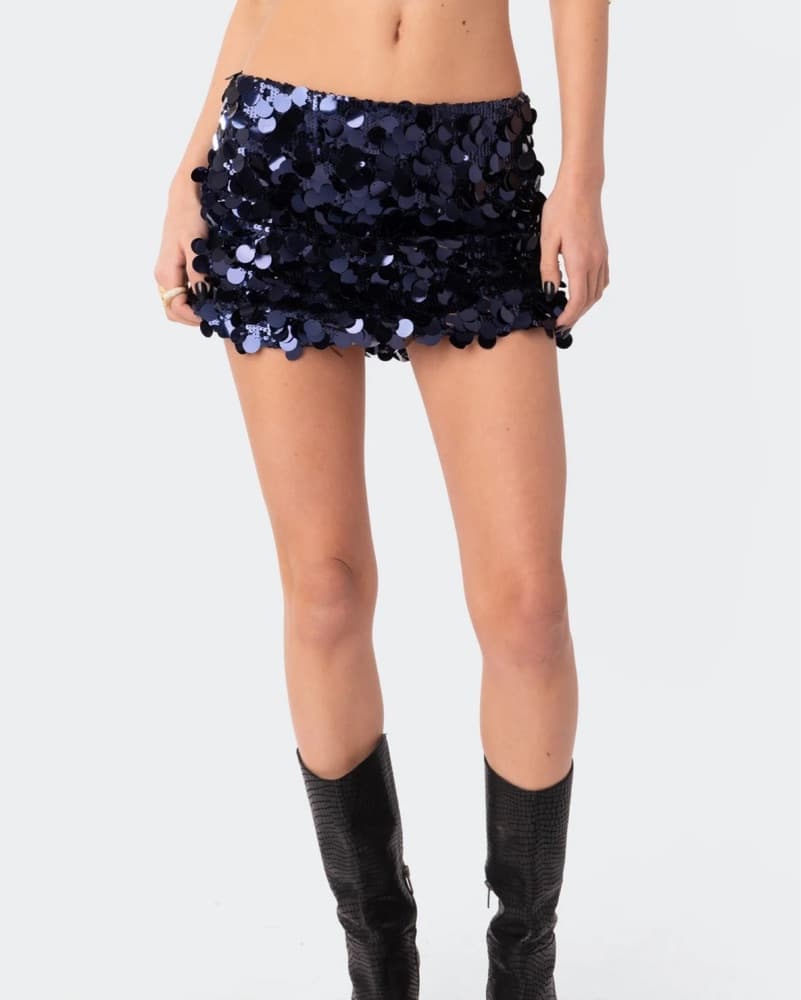 Edikted Low Rise Sequine Mini Skirt - Image 2