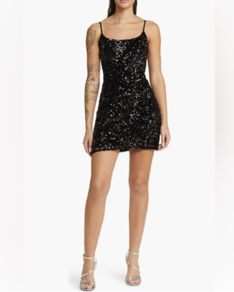 BP Sparkly Black Sequin Mini Dress - Image 3