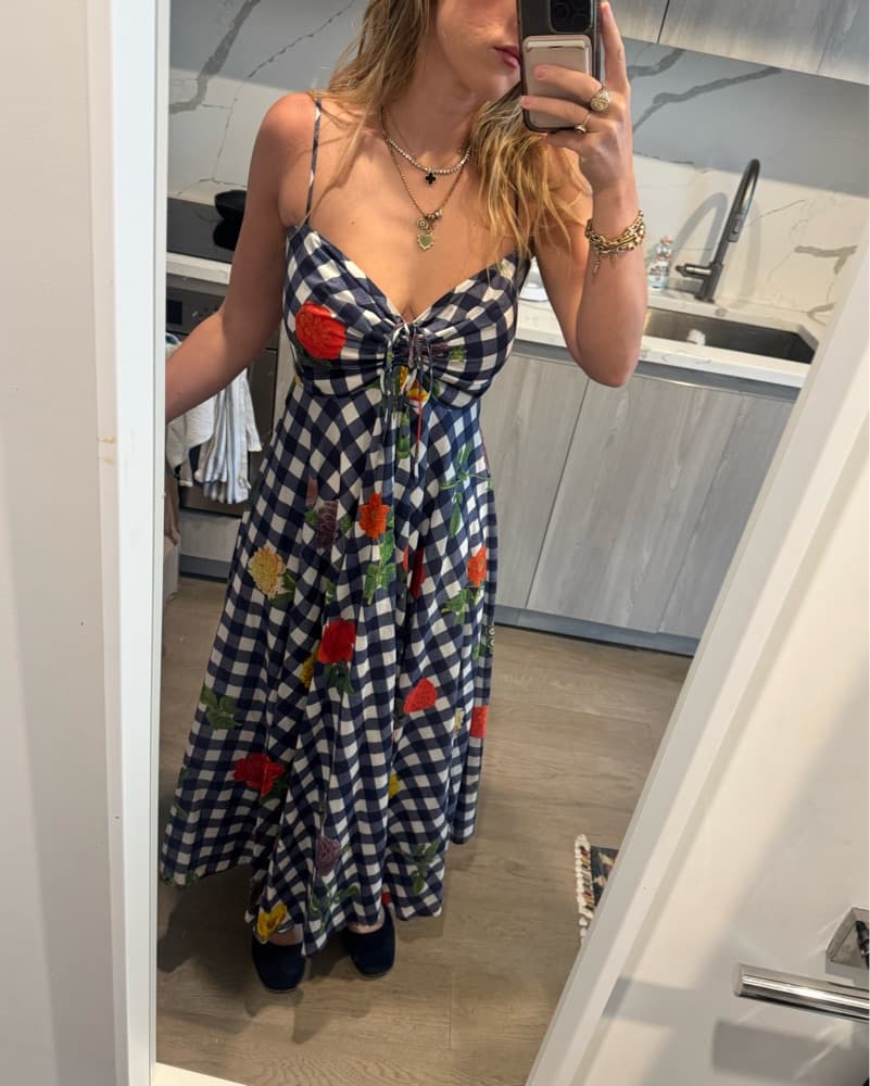 Cara Cara Vibrant Gingham Floral Dress - Image 1