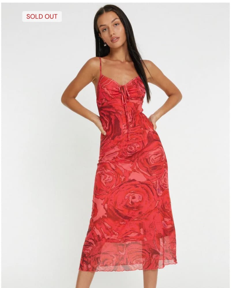 Rose Red Midi Dress - Image 4