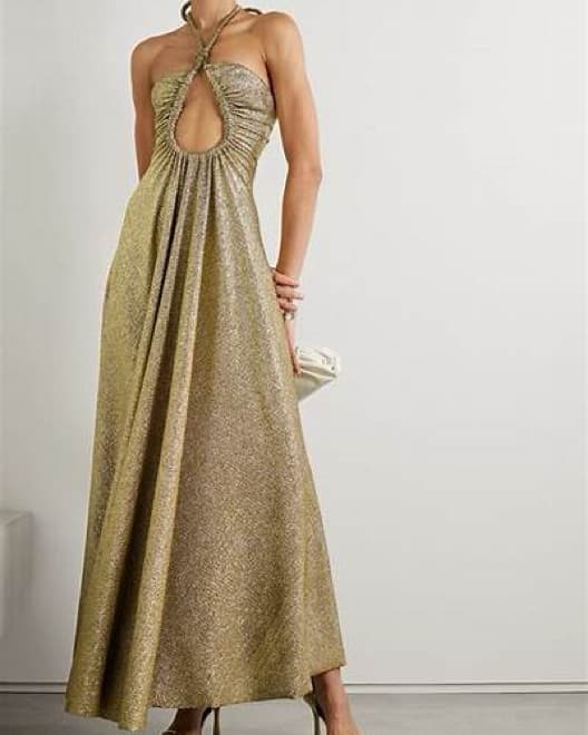 Proenza Schouler Gold Halter Dress - Image 3