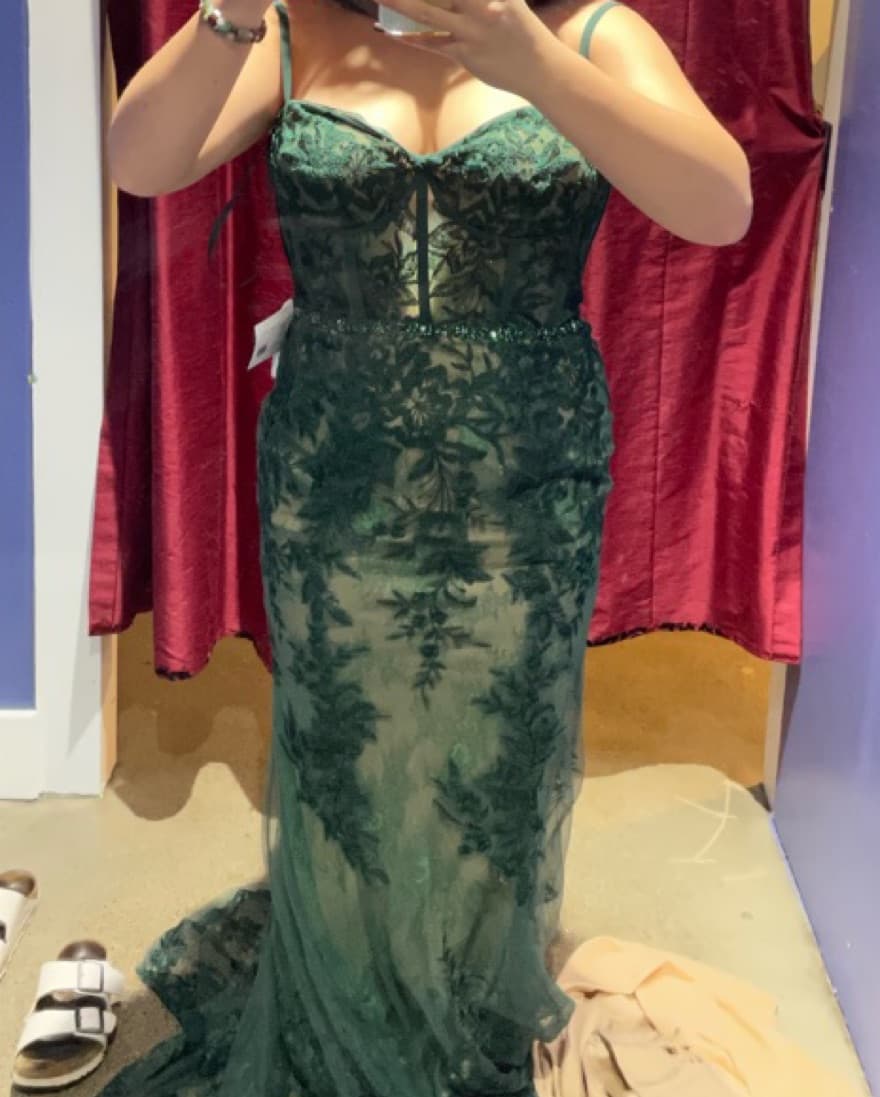 Green Floral Lacy Dress - Image 5