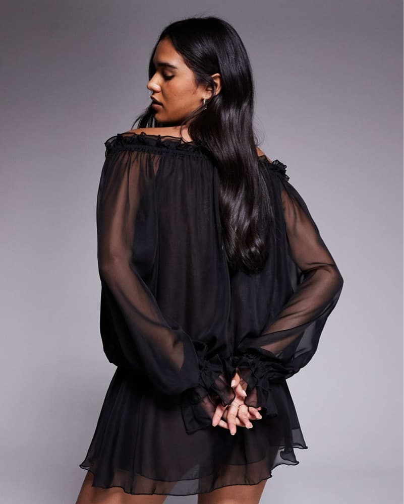 IAMGIA Black Sheer Ruffle Playsuit - Image 3