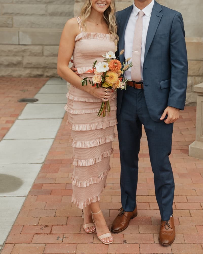 Elegant Ruffled Midi Dress - Image 1