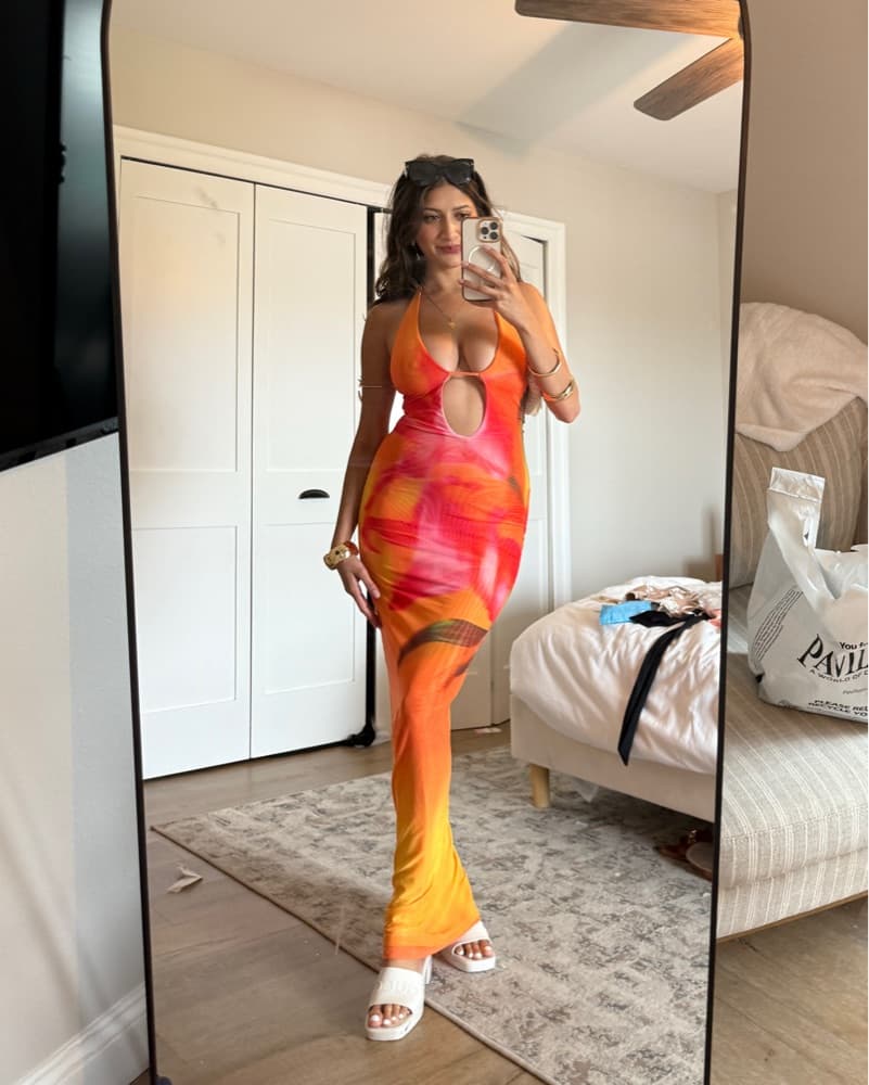 Whitefox Orange Tropical Maxi dress - Image 1