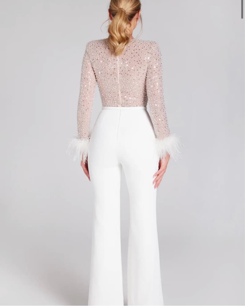 Sparkling Sequin and Feather Elegant Outfit - Image 2