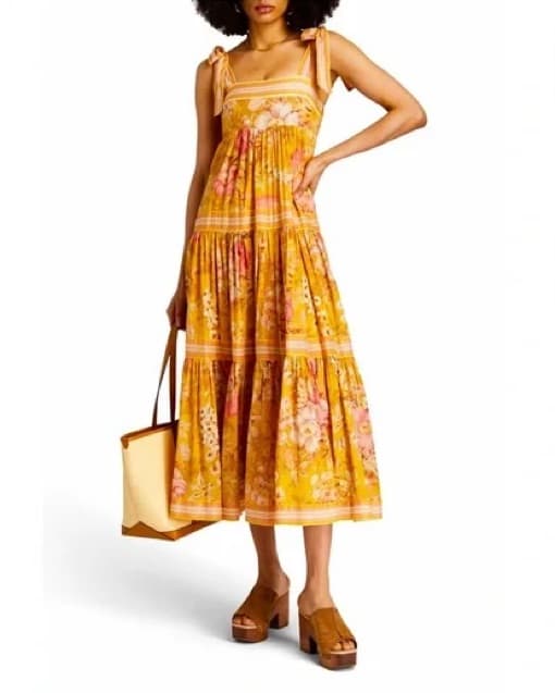 Zimmermann Yellow Floral Tie Dress - Image 2