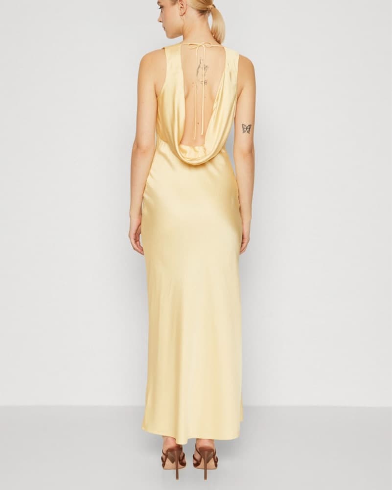 Butter Yellow Satin Maxi Dress - Image 1