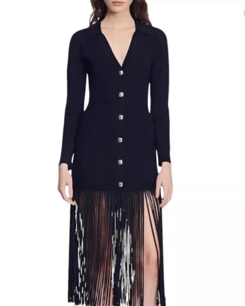 Sandro Black Mid-Length Dress - Image 3