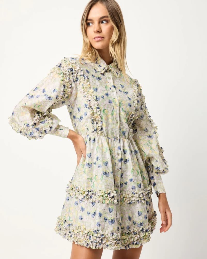 Elliat Ruffle Dress with Puff Sleeves - Image 3