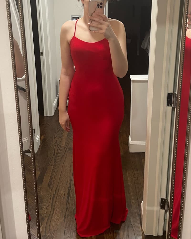 Stunning Red Backless Maxi Dress - Image 1