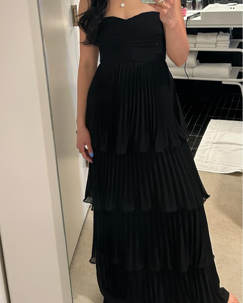 Black Tiered Strapless Dress - Image 3