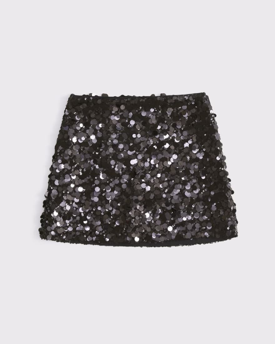 A&F Sparkly Black Sequin Mini Skort - Image 1
