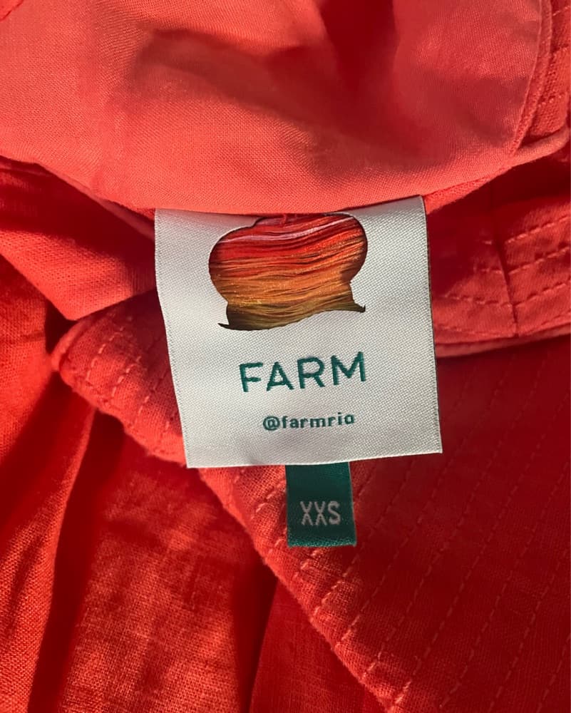 Farm Rio Orange Linen Dress - Image 2