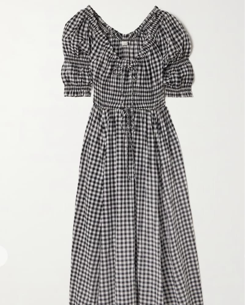 Doen Ischia shirred gingham cotton-voile - Image 1