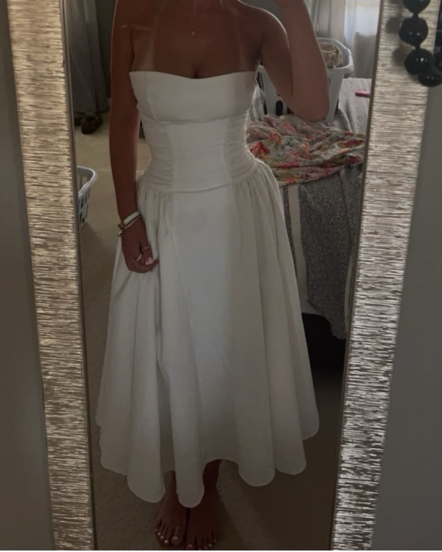 GEORGIANA Snowdrop Cotton Strapless Midi - Image 3