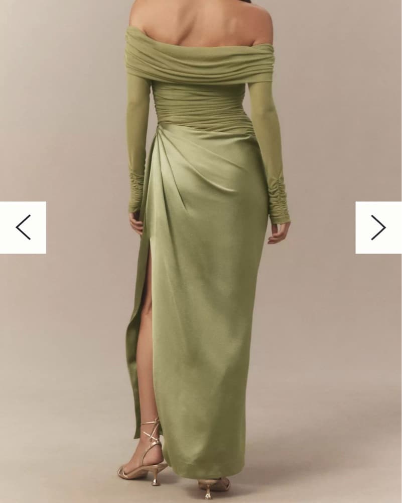 BHLDN Green Long Sleeve Gown  - Image 4