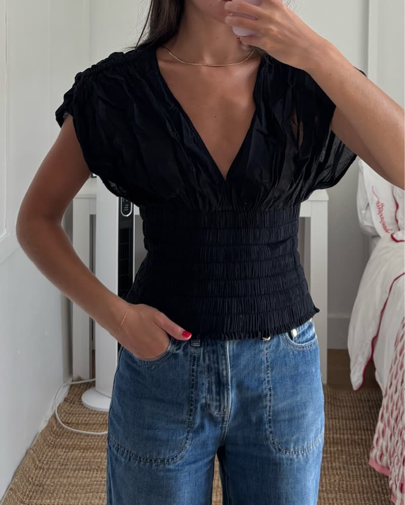 ALC Luna Top Black Short Sleeve Blouse - Image 5
