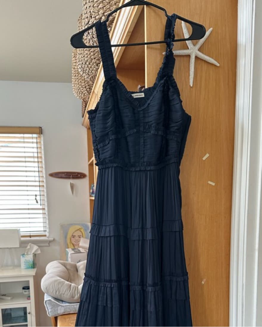 ULLA JOHNSON Navy Blue Tiered Maxi Dress - Image 4