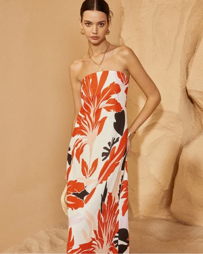 Vibrant Floral Strapless Maxi Dress - Image 1