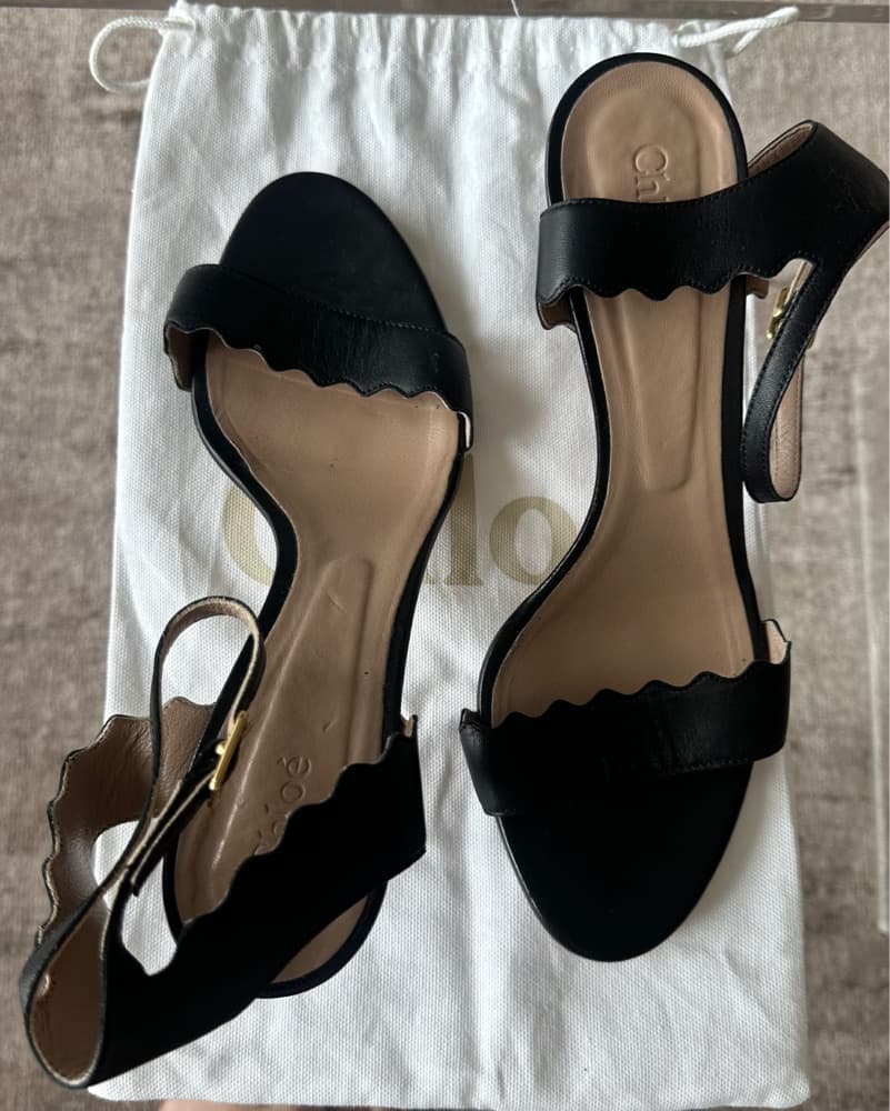 Chloe - Leather Scalloped Accent Sandal  - Image 5