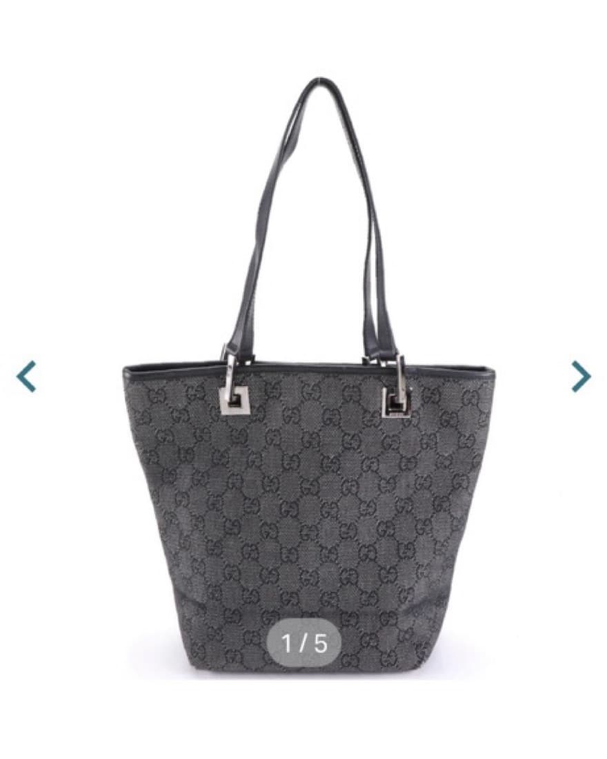 Gucci Black GG Denim & Leather Trim Tote - Image 1