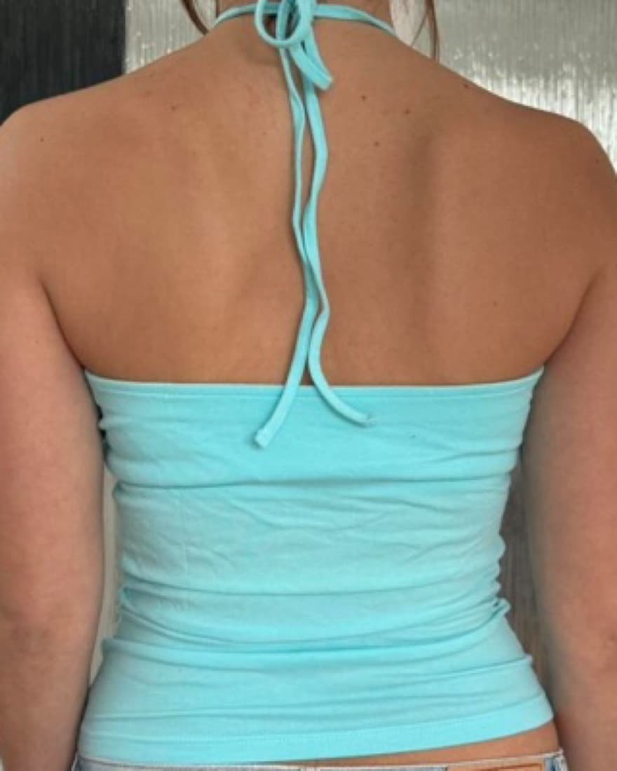 Vintage Embellished Aqua Halter Top - Image 2