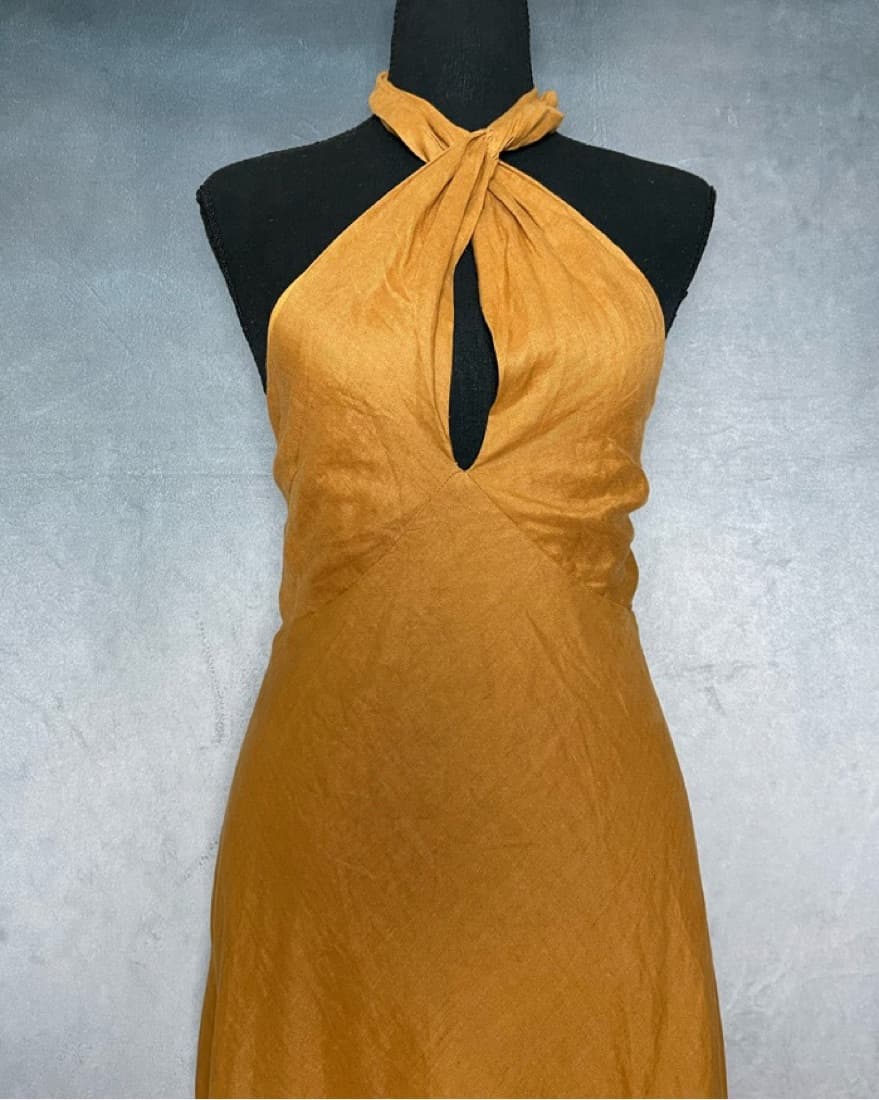 Dissh Burnt Prange Linen Halter Maxi - Image 5