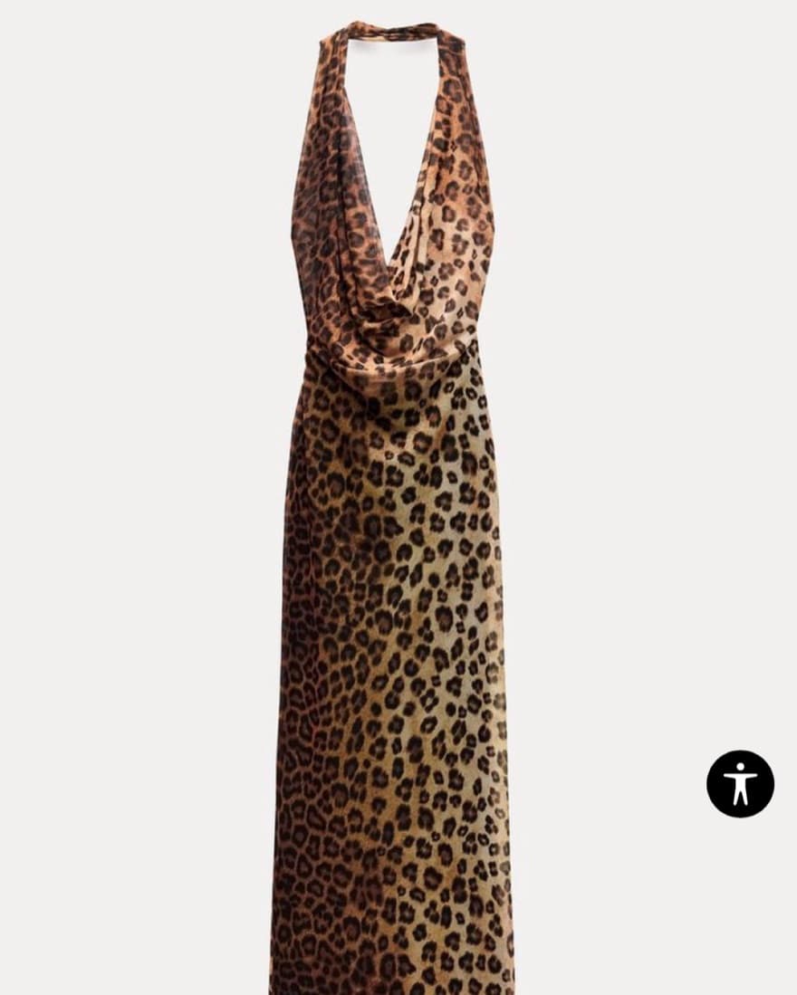 Zara Animal Print Tulle Halter Dress - Image 1