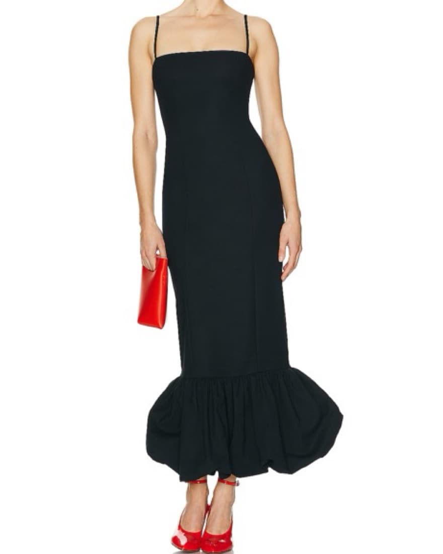 Helsa Faille Midi Dress Black - Image 3