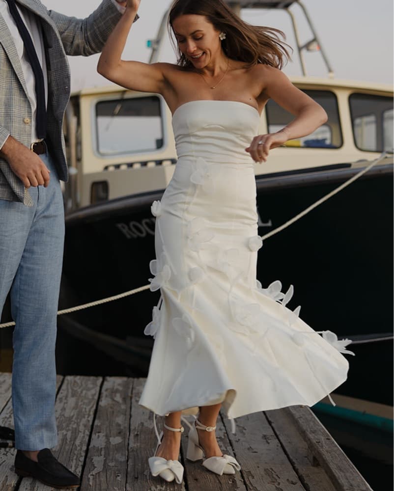 Rotate Strapless Crepe Midi Dress - Image 4