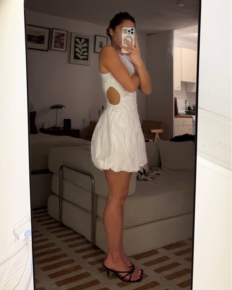 Anthropologie White Bubble Hem Dress - Image 4