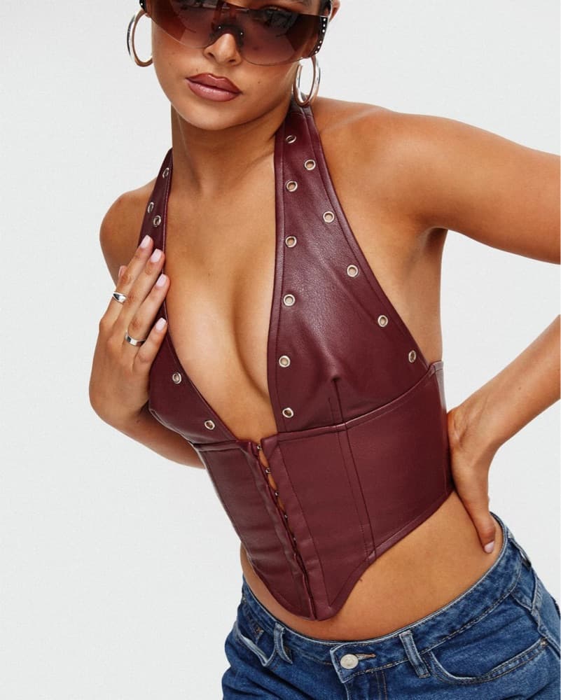 Faux Leather Corset Top - Image 1