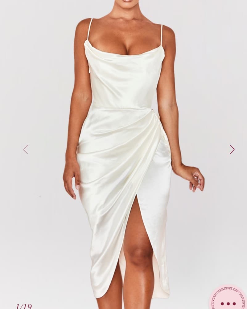 House Of CB Ivory Satin Corset Dress - Image 2