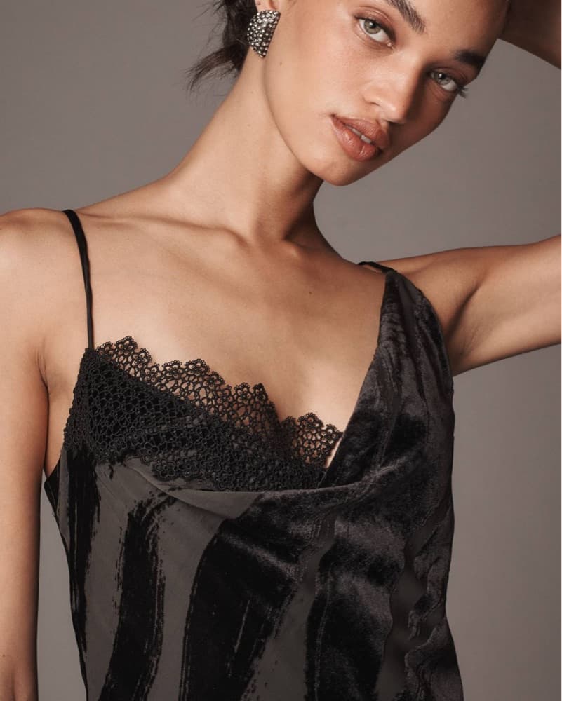 Black Anthro Cowl Neck Maxi Slip Dress - Image 2