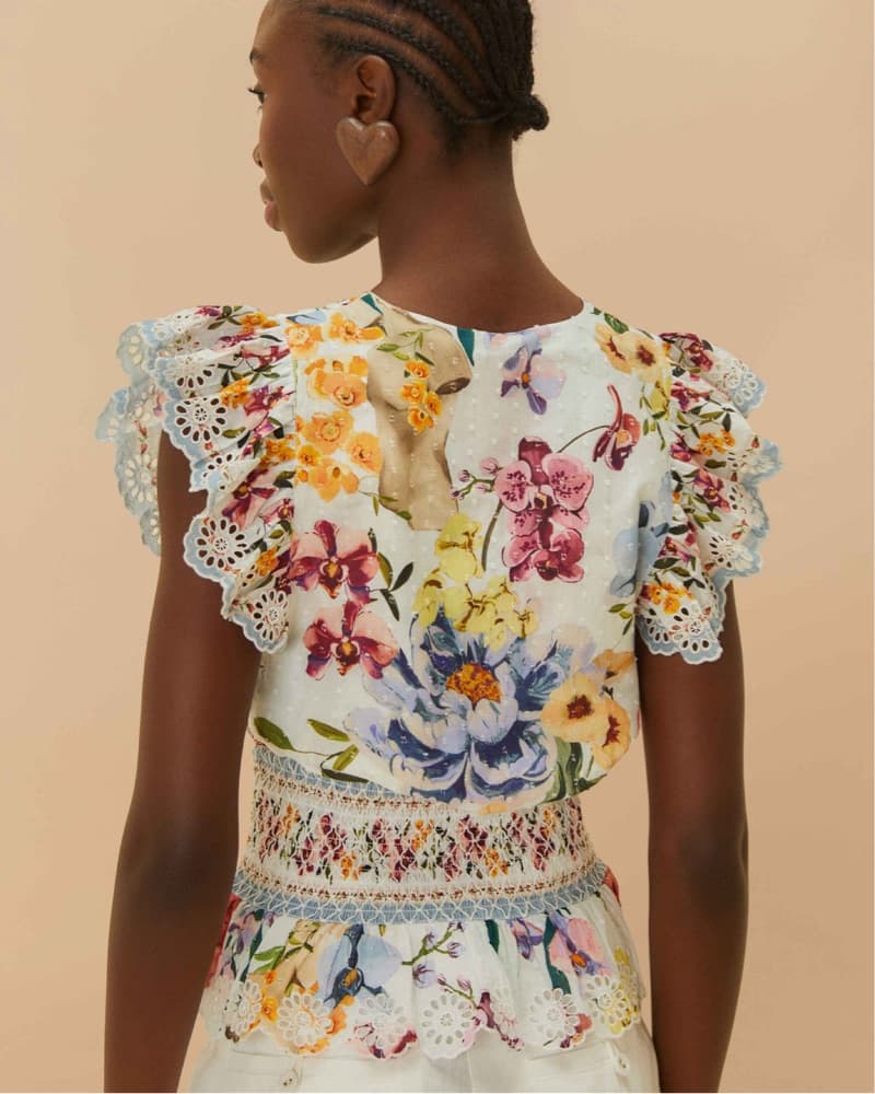 Off-white Greek Garden Smocked Blouse - Image 3