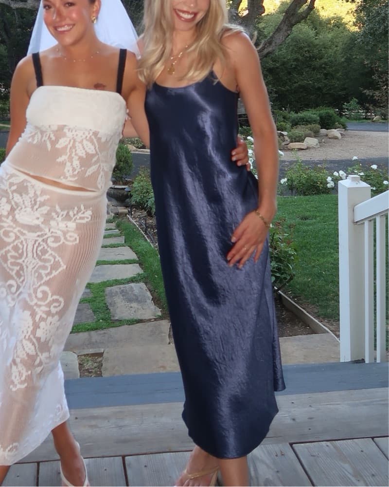 Vince Navy Blue Silk Camisole Slip Dress - Image 2