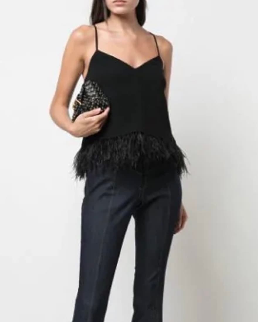 Cinq A Sept Ostrich Feather Tank - Image 2