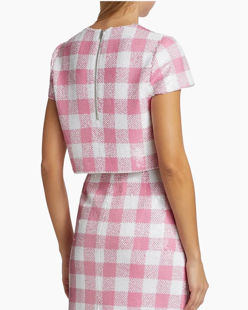 Pink and White Check Sequin Set - Image 3
